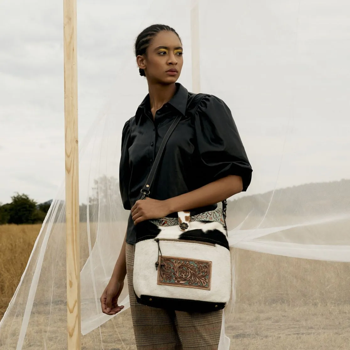 Rustic Tinge Hand-Tooled Bag