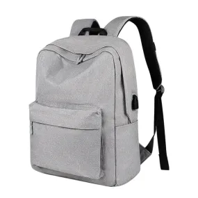 SJ15 Casual Waterproof Backpack with USB Charging Function(Grey)