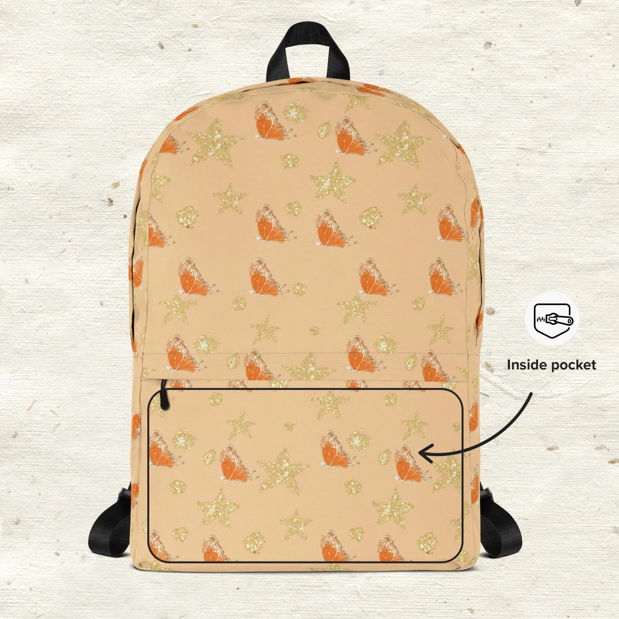 Sparkly Orange Butterflies Orange Backpack