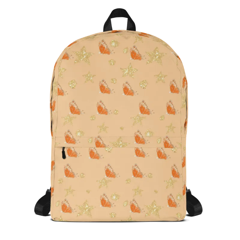 Sparkly Orange Butterflies Orange Backpack