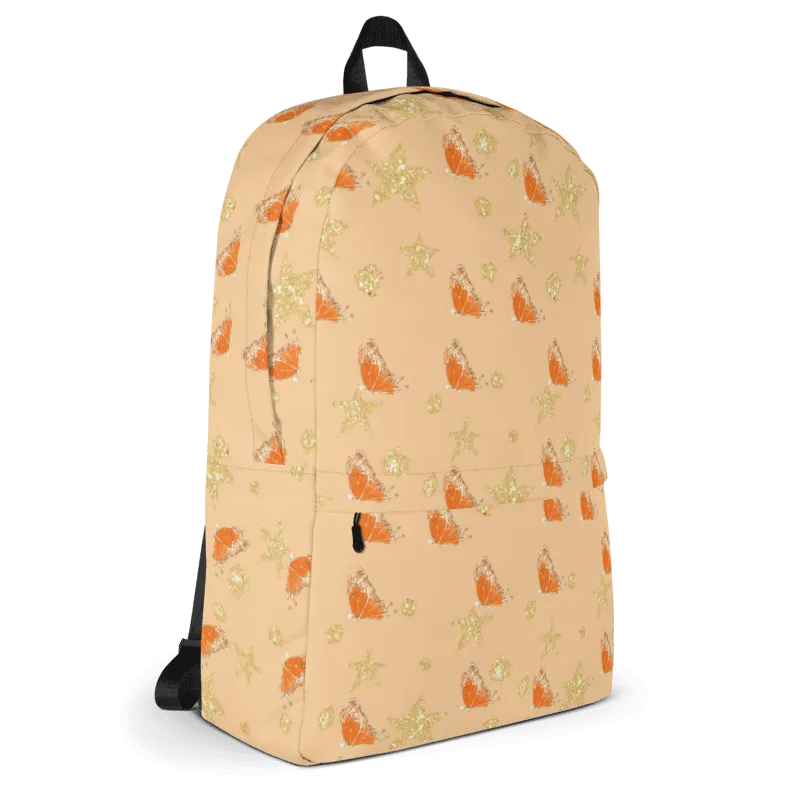 Sparkly Orange Butterflies Orange Backpack