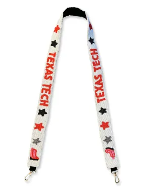 Texas Tech Dark Horse "Boots & Stars" White Beaded Purse Strap