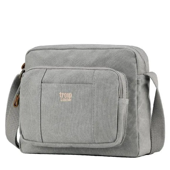 Troop London Organic Cotton Across Body Bag  | Ash Grey