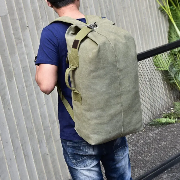 Upgrade Zipper Pockets Outdoor Travel Man Canvas Double Shoulder Backpack Student Schoolbag, Specification: Large Khaki