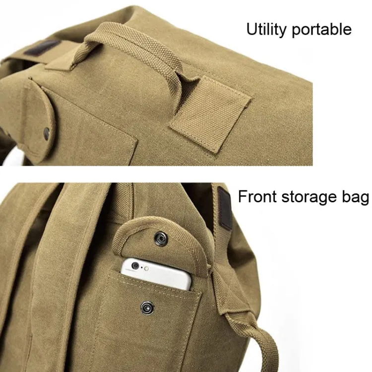 Upgrade Zipper Pockets Outdoor Travel Man Canvas Double Shoulder Backpack Student Schoolbag, Specification: Large Khaki