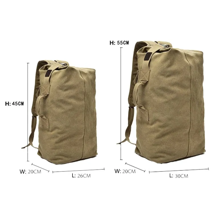 Upgrade Zipper Pockets Outdoor Travel Man Canvas Double Shoulder Backpack Student Schoolbag, Specification: Large Khaki