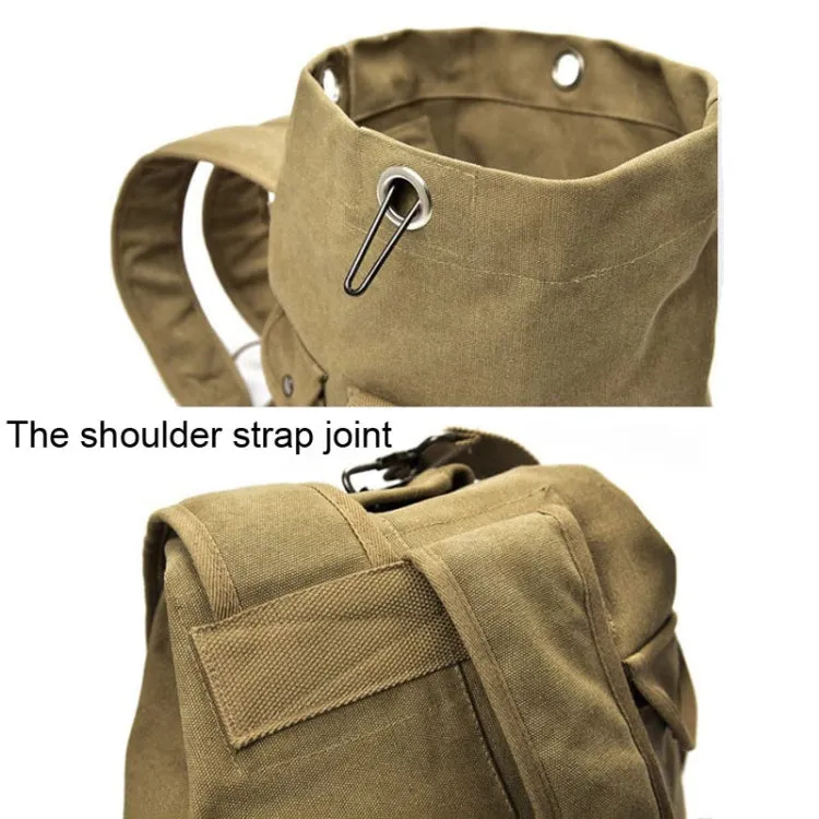 Upgrade Zipper Pockets Outdoor Travel Man Canvas Double Shoulder Backpack Student Schoolbag, Specification: Large Khaki