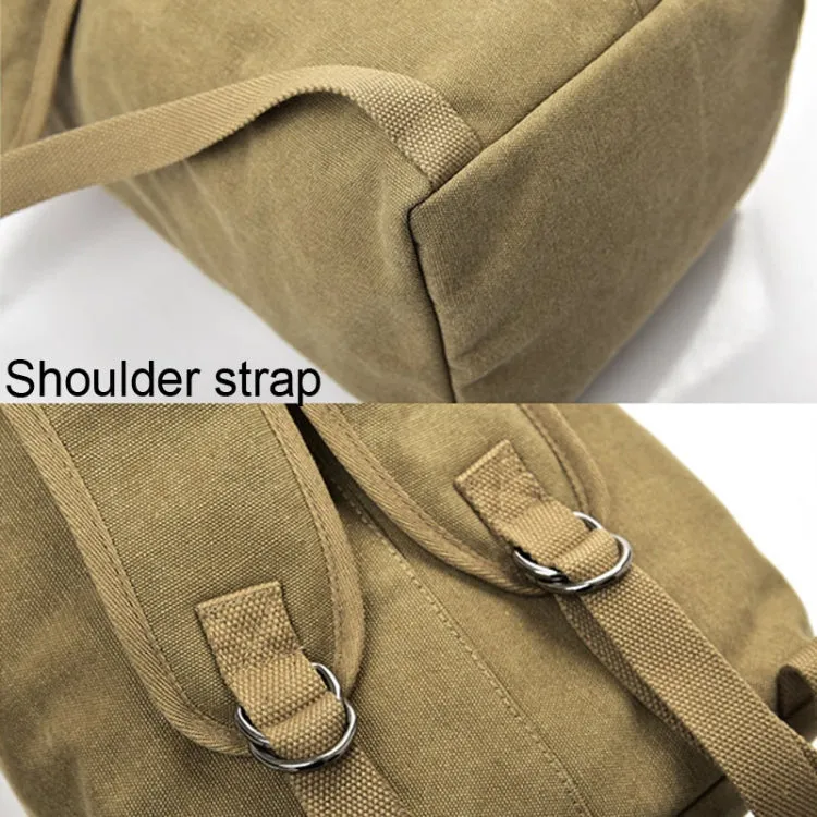 Upgrade Zipper Pockets Outdoor Travel Man Canvas Double Shoulder Backpack Student Schoolbag, Specification: Large Khaki