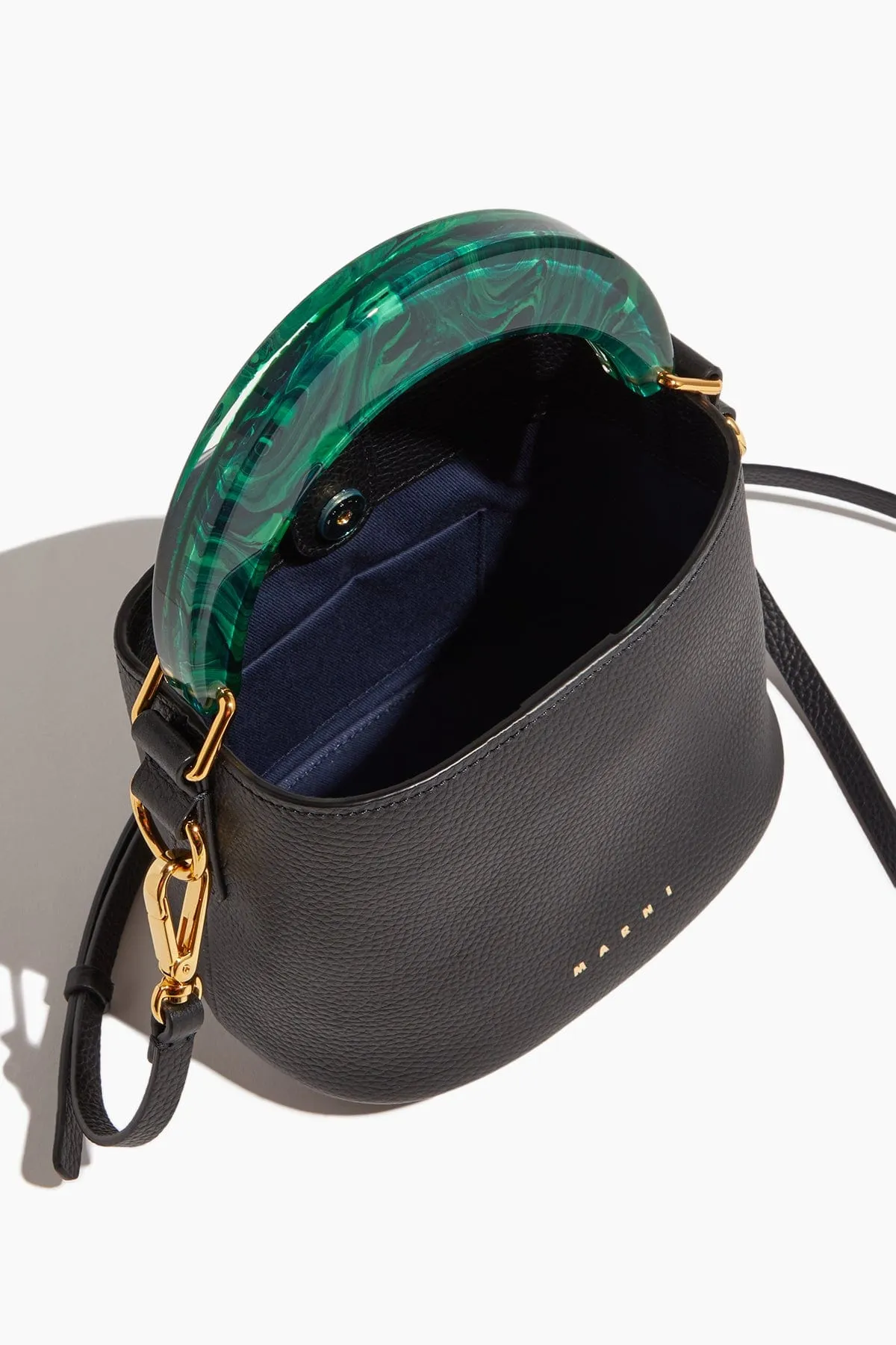 Venice Mini Bucket Bag in Black Leather