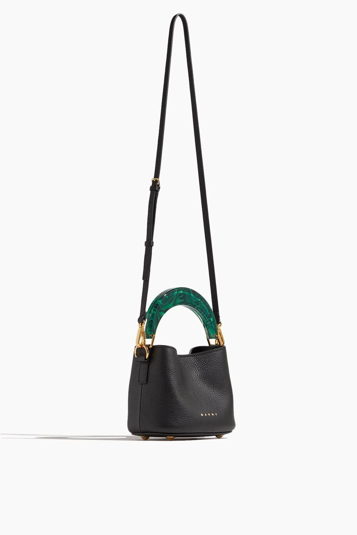 Venice Mini Bucket Bag in Black Leather