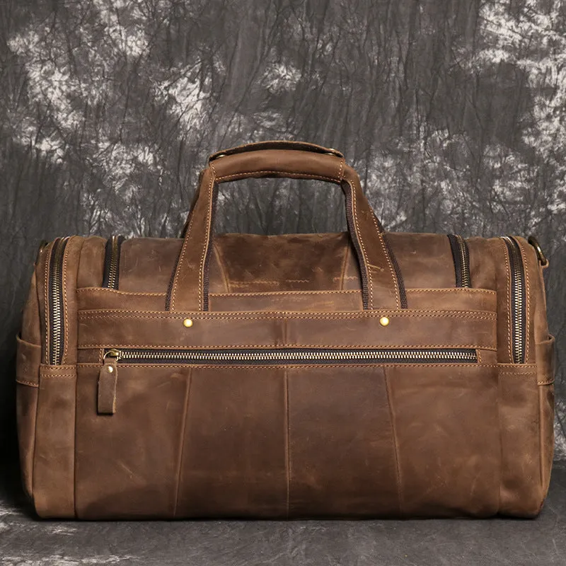 Vintage Full Grain Leather Duffel Bag Travel Bag Holdall Gym Bag