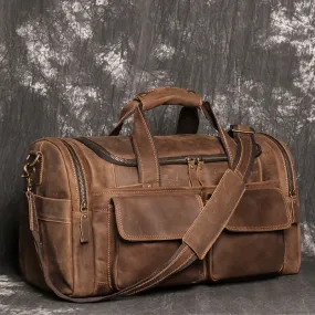 Vintage Full Grain Leather Duffel Bag Travel Bag Holdall Gym Bag