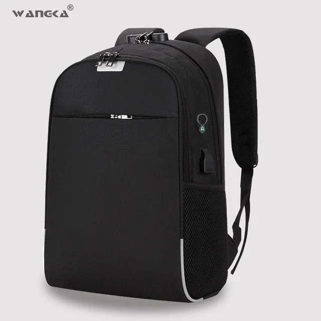 WANGKA USB Charging Laptop Backpack 15.6 inch Anti Theft Women Men School For Teenage Girls College Travel Backpack Nylon