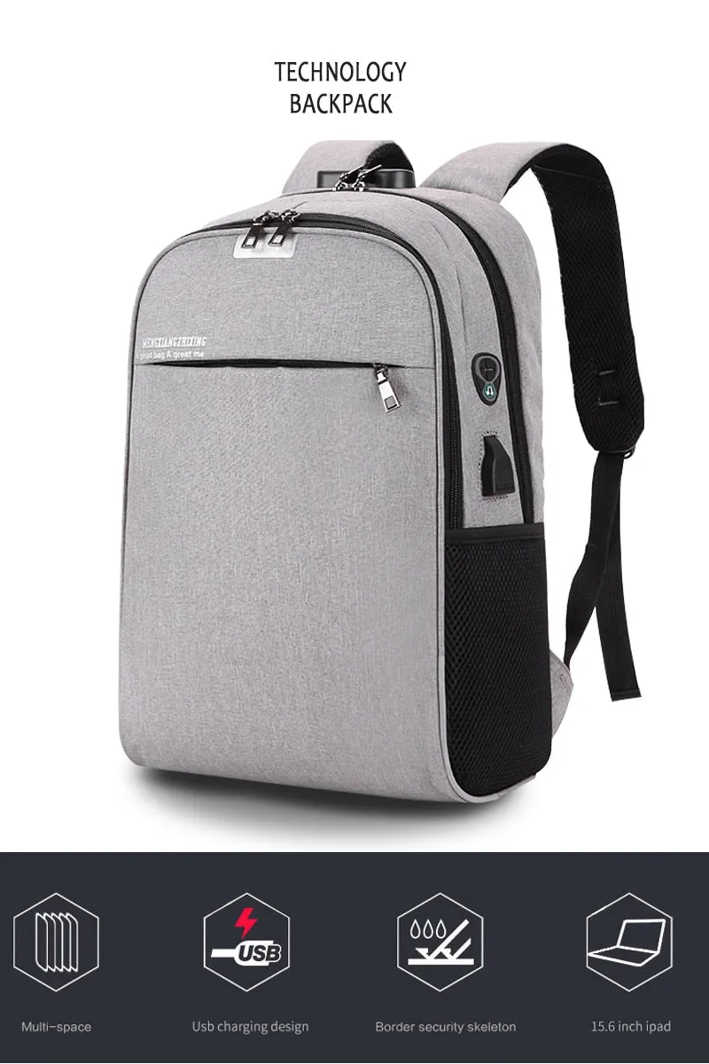 WANGKA USB Charging Laptop Backpack 15.6 inch Anti Theft Women Men School For Teenage Girls College Travel Backpack Nylon