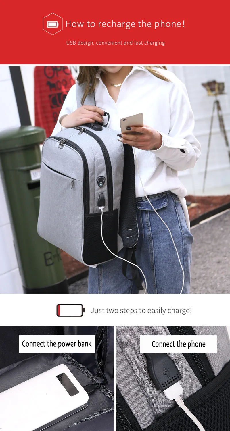 WANGKA USB Charging Laptop Backpack 15.6 inch Anti Theft Women Men School For Teenage Girls College Travel Backpack Nylon