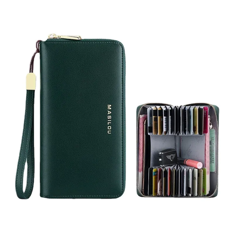 Women Large Capacity Genuine Leather Wallet  Wallet Multi-card Slots Card Holder Purse