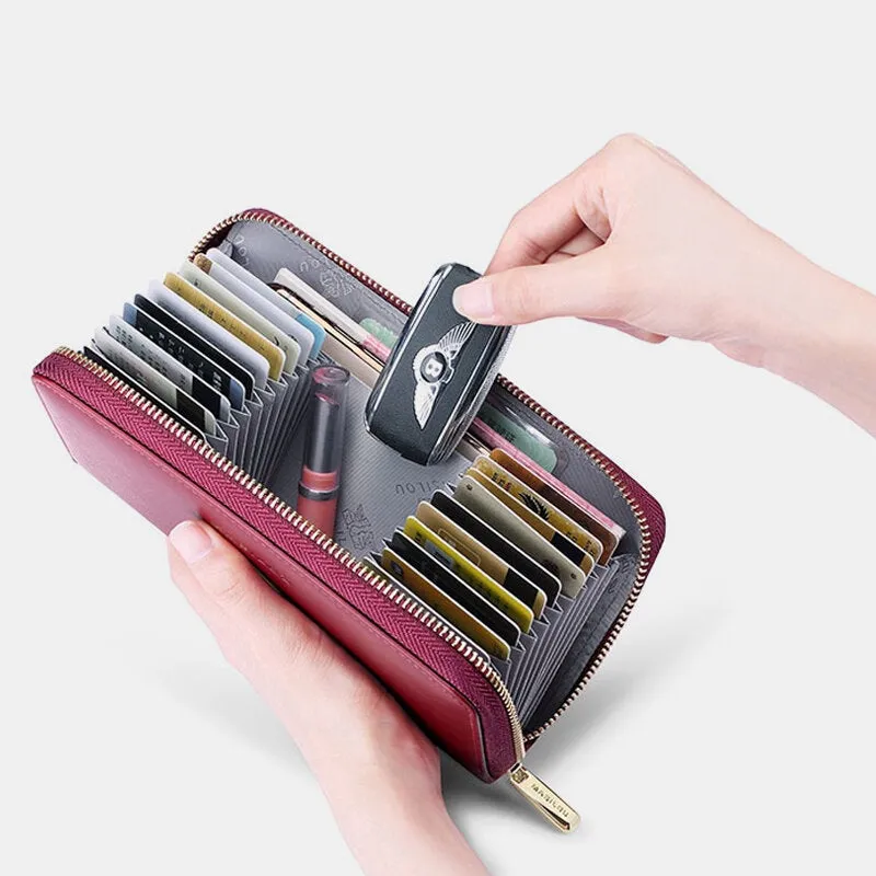 Women Large Capacity Genuine Leather Wallet  Wallet Multi-card Slots Card Holder Purse