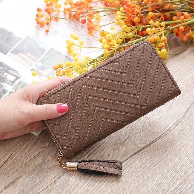 Women's Long Wallet Tassel Clutch