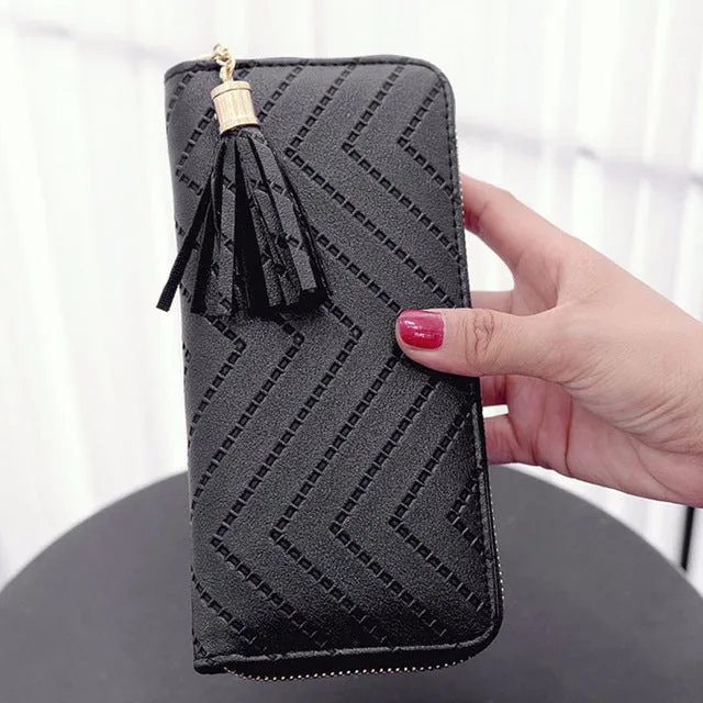 Women's Long Wallet Tassel Clutch