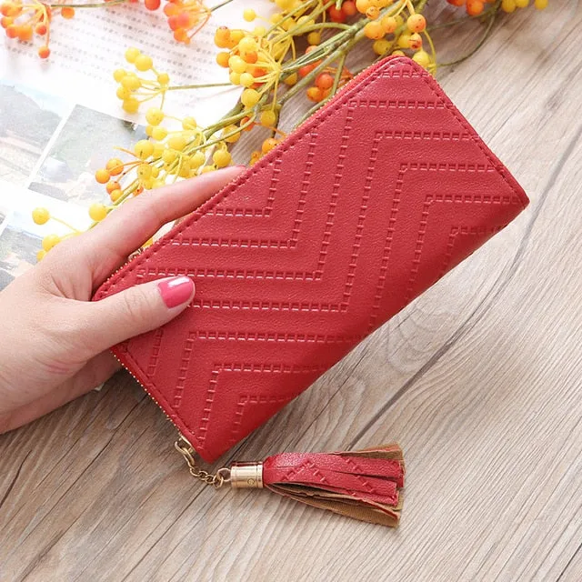 Women's Long Wallet Tassel Clutch