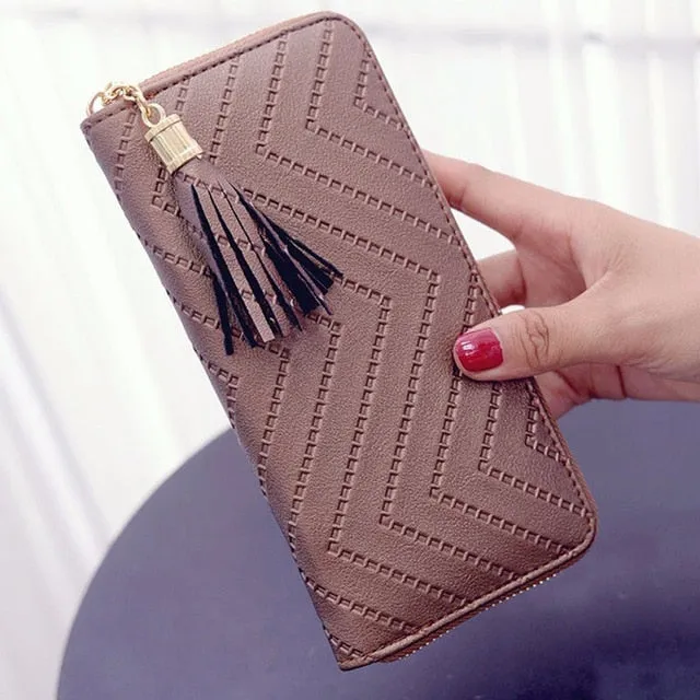 Women's Long Wallet Tassel Clutch