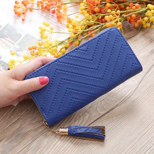 Women's Long Wallet Tassel Clutch