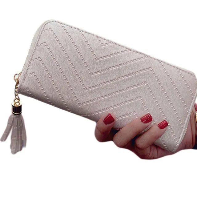 Women's Long Wallet Tassel Clutch