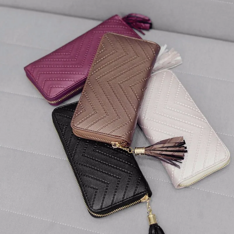 Women's Long Wallet Tassel Clutch