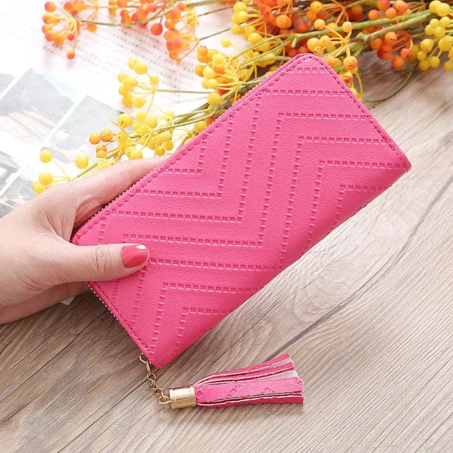 Women's Long Wallet Tassel Clutch